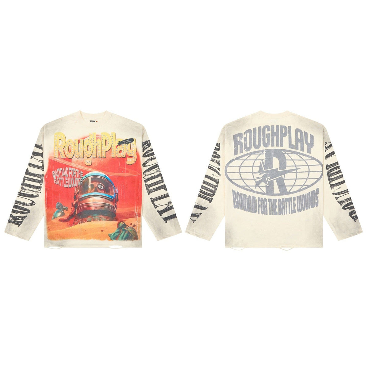 ROUGHPLAY Vintage Washed Astronaut Graphic Oversized Long Sleeve T-Shirt
