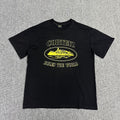 Yellow Graphic Print Black T-Shirt Unisex Streetwear Casual Short Sleeve Tee
