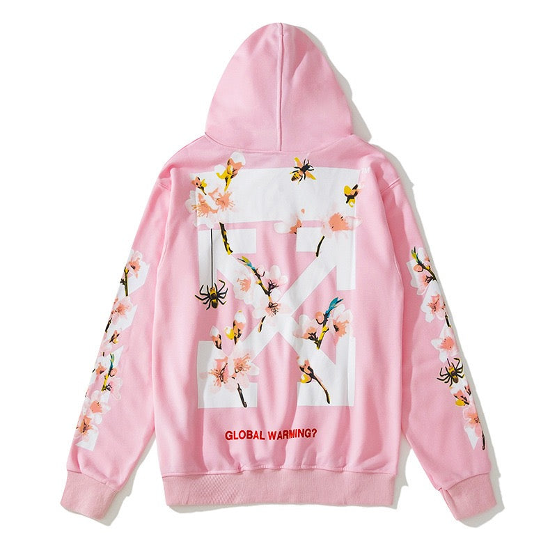 Off-White Floral Arrow Hoodie Pink