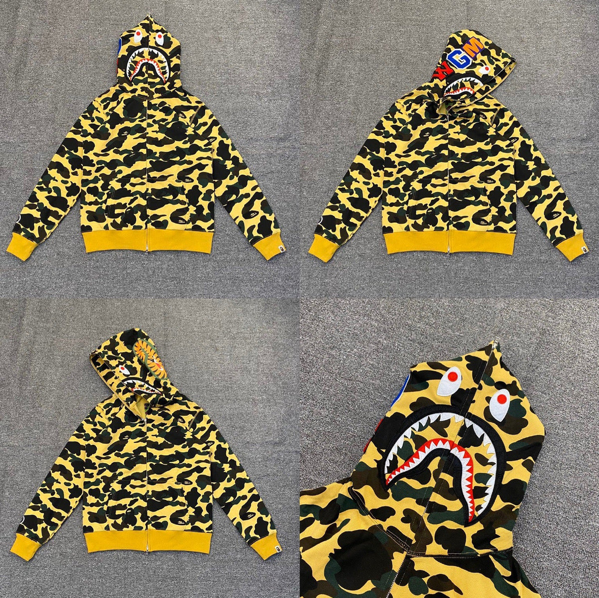 BAPE Shark Camo Full Zip Hoodie Yellow