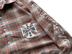 MIXED EMOTION Plaid Graphic Distressed Shirt