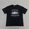 White Graphic Print Black T-Shirt Unisex Streetwear Casual Short Sleeve Tee