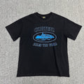 Blue Graphic Print Black T-Shirt Unisex Streetwear Casual Short Sleeve Tee