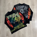 Vintage Washed Hazard Graphic Oversized Long Sleeve T-Shirt