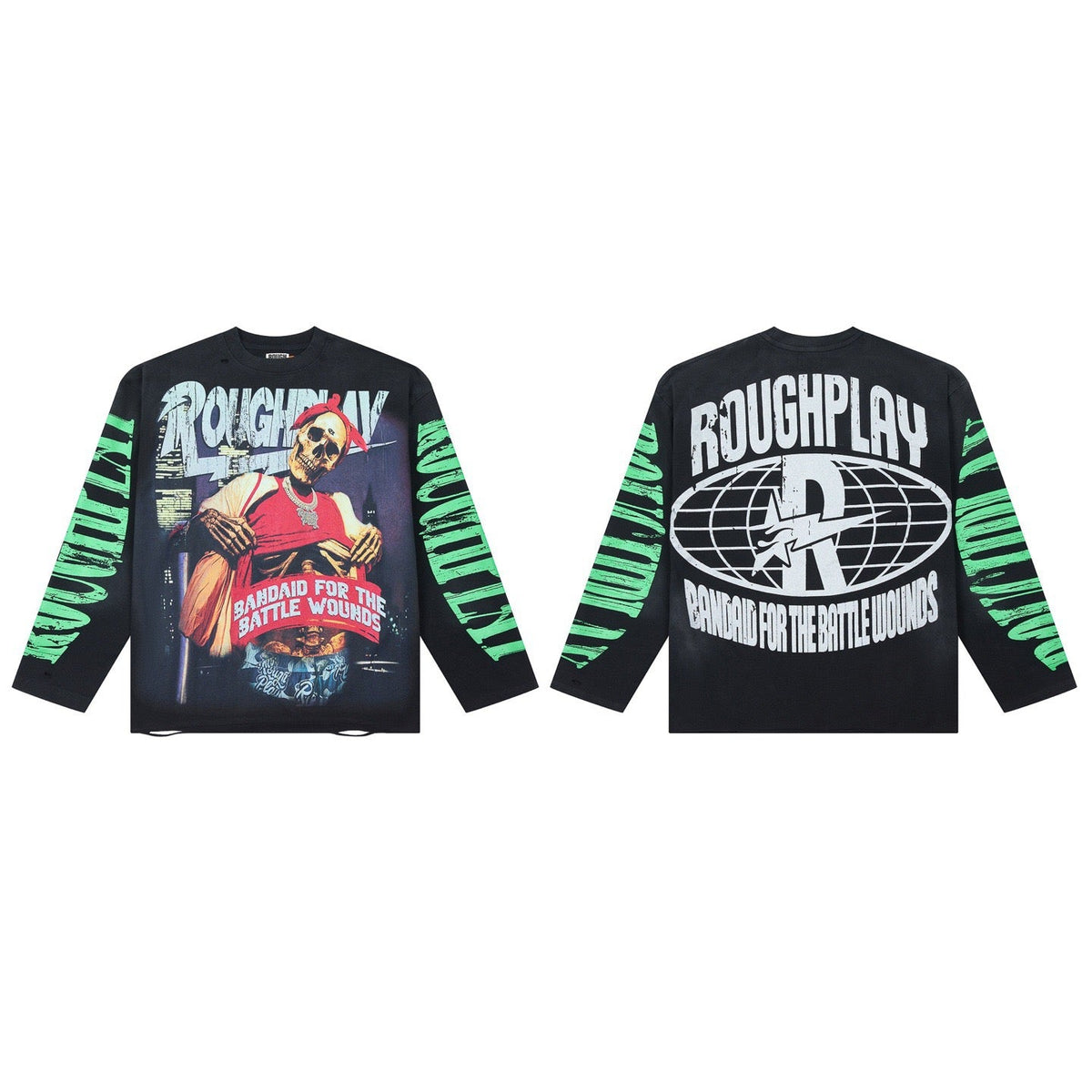 Vintage Washed Skull Graphic Oversized Long Sleeve T-Shirt