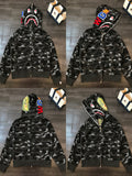 BAPE Shark Camo Full Zip Hoodie Black