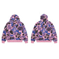ROUGHPLAY Pink Camo Full Zip Hoodie – Oversized All-Over Print Streetwear Zip-Up Jacket