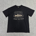 Beige Graphic Print Black T-Shirt Unisex Streetwear Casual Short Sleeve Tee