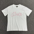 Pink Outline Graphic Print White T-Shirt Unisex Streetwear Casual Short Sleeve Tee