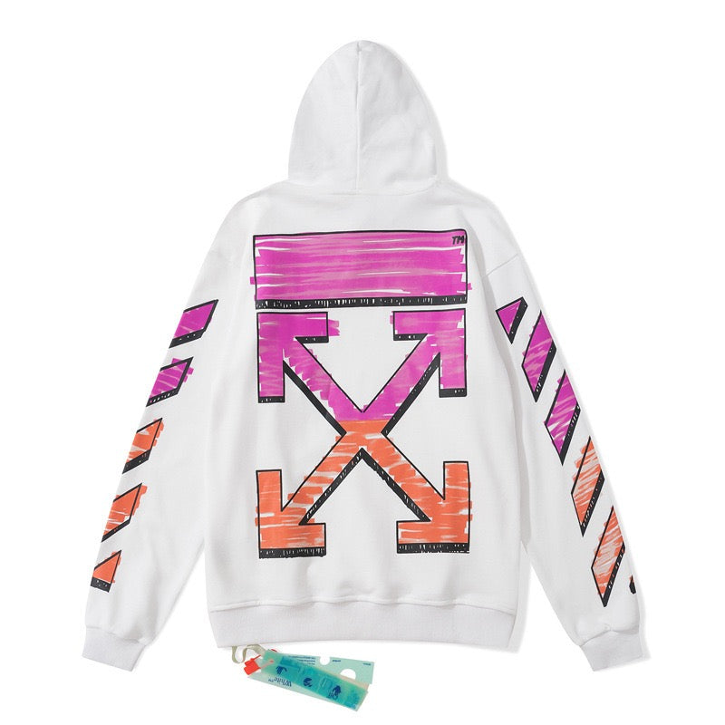 Off-White White Color Arrow Graphic Hoodie
