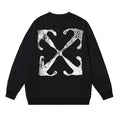OFF WHITE Distressed Arrow Logo Crewneck Sweatshirt Black