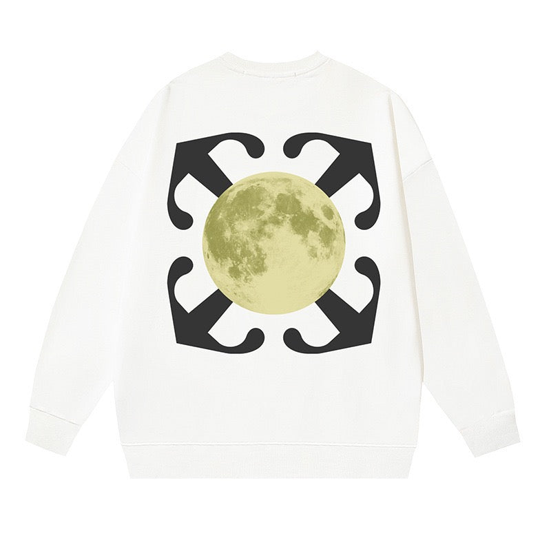 OFF WHITE Moon Arrow Logo Crewneck Sweatshirt White