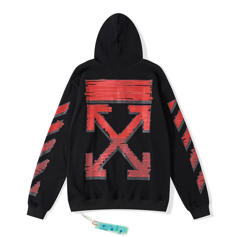 Off-White Black Red Arrow Graphic Hoodie