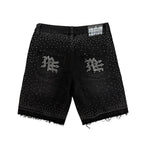 Black “ME” Rhinestone Denim Shorts