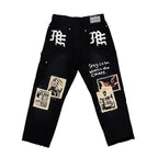 Black “Newspaper” Carpenter Pants
