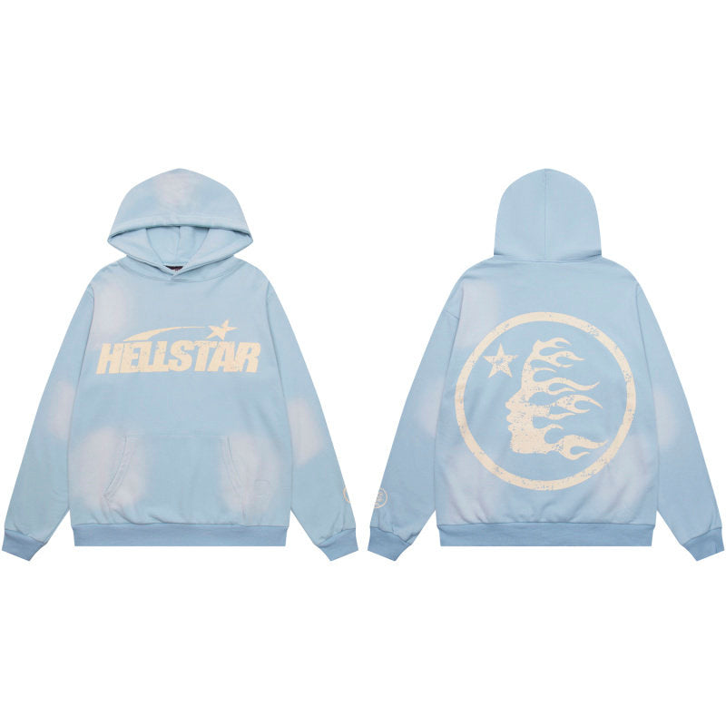 HELLSTAR Star Graphic Light Blue Hoodie
