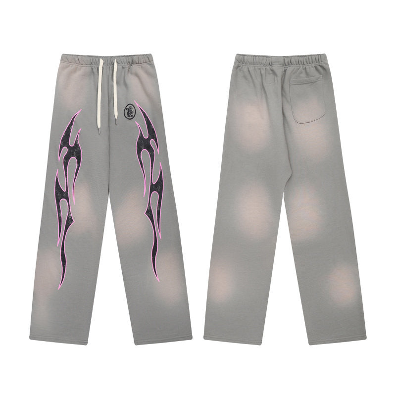 HELLSTAR Flame Graphic Wide Leg Sweatpants