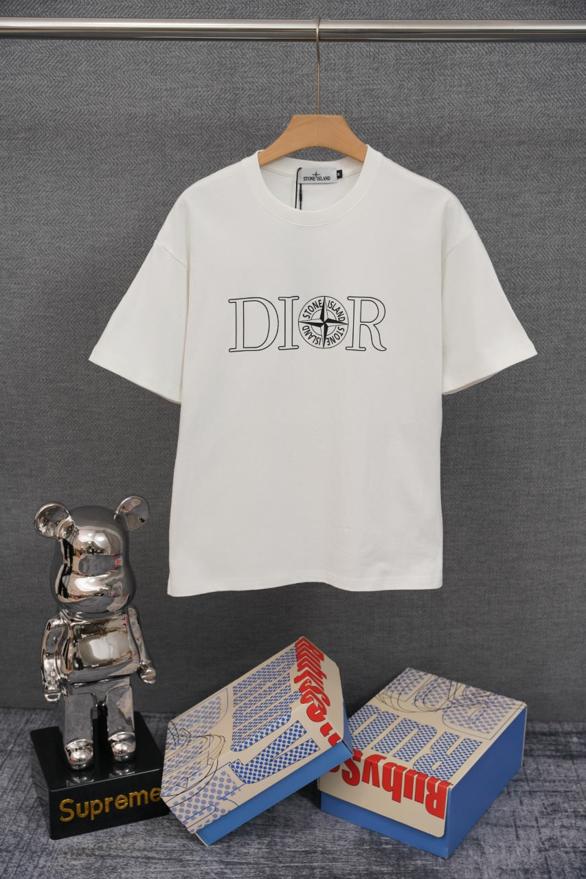 STONE ISLAND DIOR Outline Compass Logo T-Shirt White