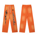 HELLSTAR Flame Logo Wide Leg Sweatpants Orange