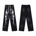 HELLSTAR Flame Graphic Wide Leg Sweatpants Black