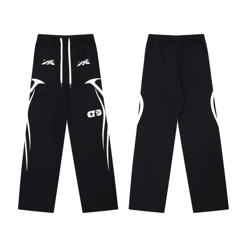 HELLSTAR Side Graphic Wide Leg Sweatpants Black