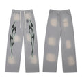HELLSTAR Flame Graphic Wide Leg Sweatpants Grey