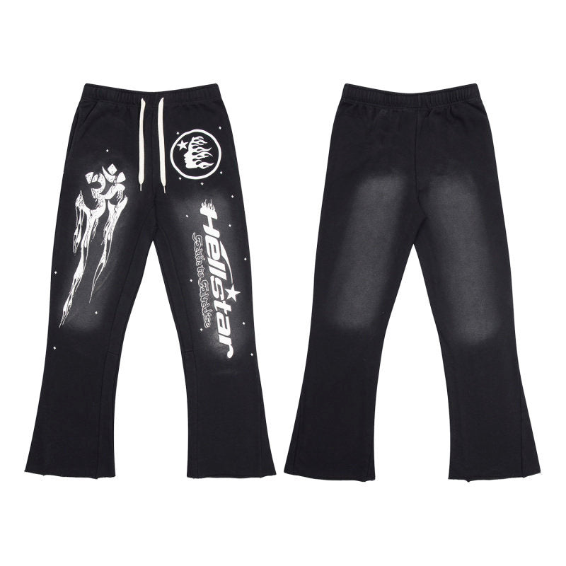 HELLSTAR Black Graphic Flare Sweatpants
