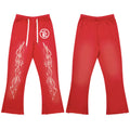 HELLSTAR Flame Graphic Wide Leg Sweatpants Red