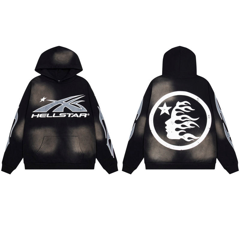 HELLSTAR Distressed Flame Black Hoodie
