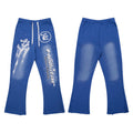 HELLSTAR Space Graphic Wide Leg Sweatpants Blue