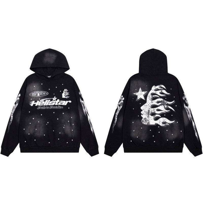 HELLSTAR Cosmic Flame Black Hoodie