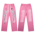 HELLSTAR Flame Graphic Wide Leg Sweatpants Pink