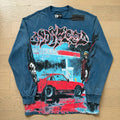 GodSpeed Washed Black Motorcycle Graphic Long Sleeve T-Shirt