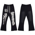 HELLSTAR Graphic Logo Wide Leg Sweatpants Black