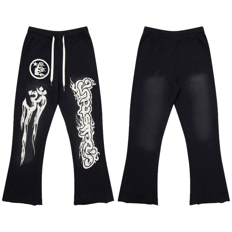 HELLSTAR Graphic Logo Wide Leg Sweatpants Black