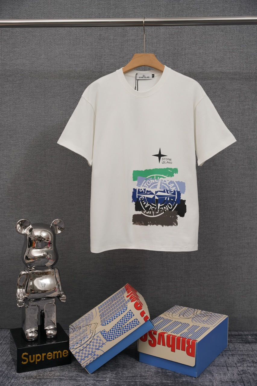 STONE ISLAND Brushstroke Compass Graphic T-Shirt White