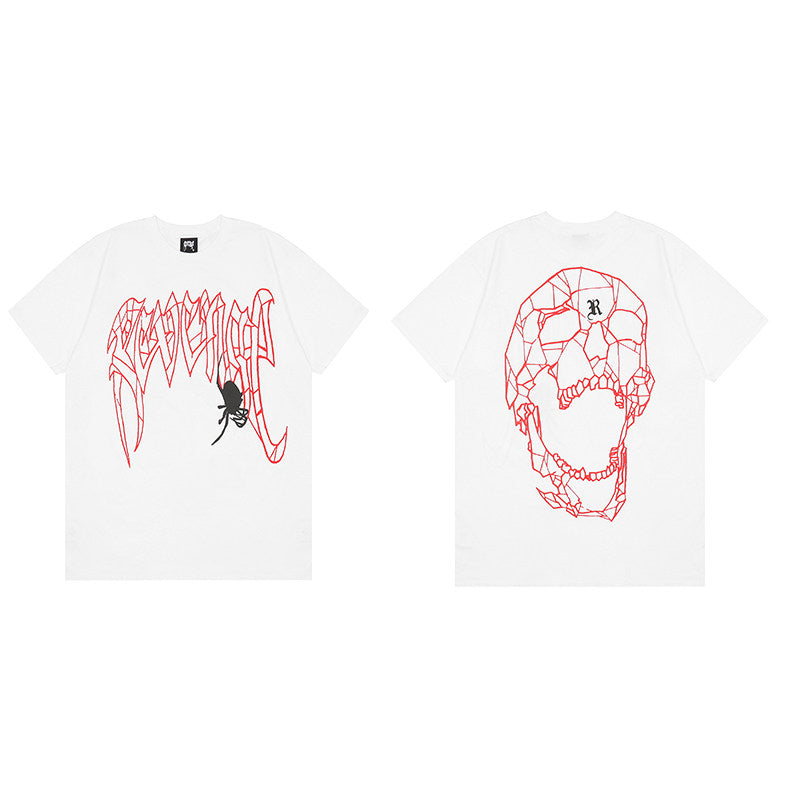REVENGE Spider Skull Graphic T-Shirt – White
