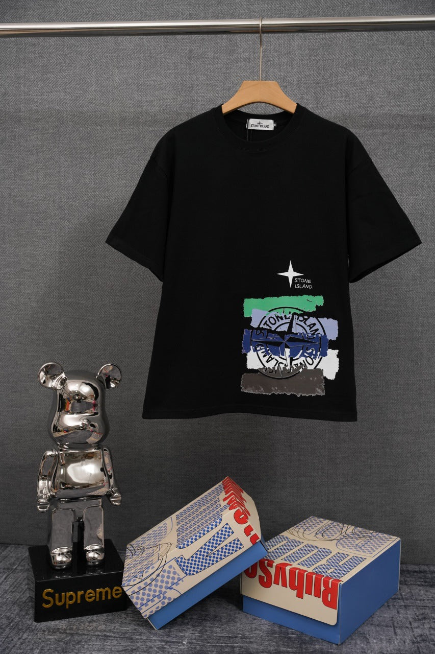 STONE ISLAND Brushstroke Compass Graphic T-Shirt Black