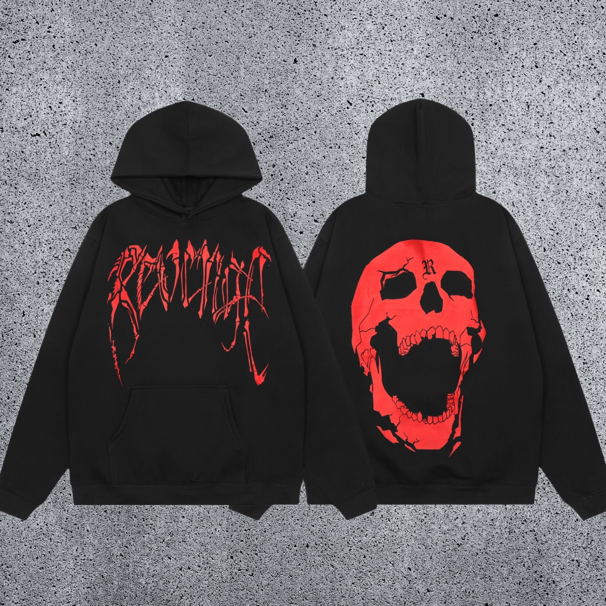 REVENGE Skull Graphic Fleece Hoodie