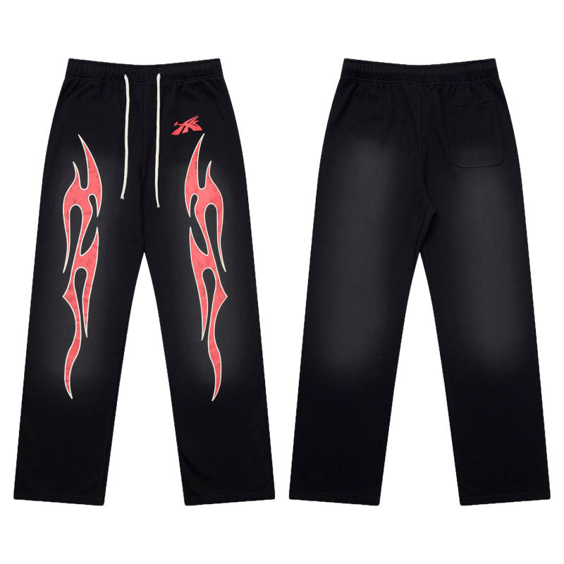 HELLSTAR Flame Graphic Sweatpants Black