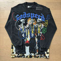GodSpeed Washed Black Basketball Skull Graphic Long Sleeve T-Shirt