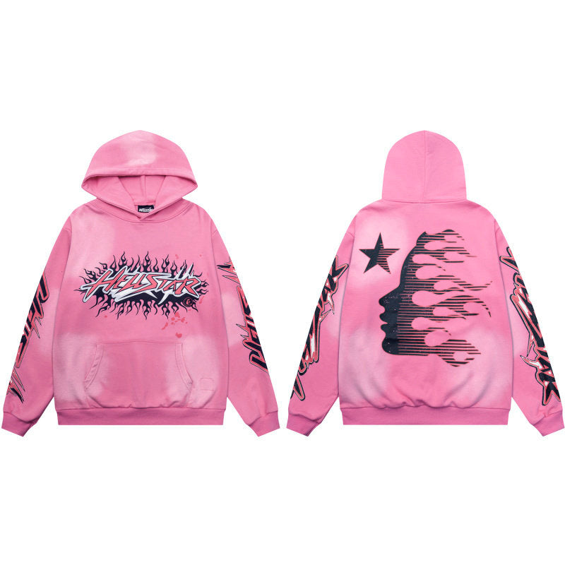 HELLSTAR Flame Graphic Hoodie – Pink