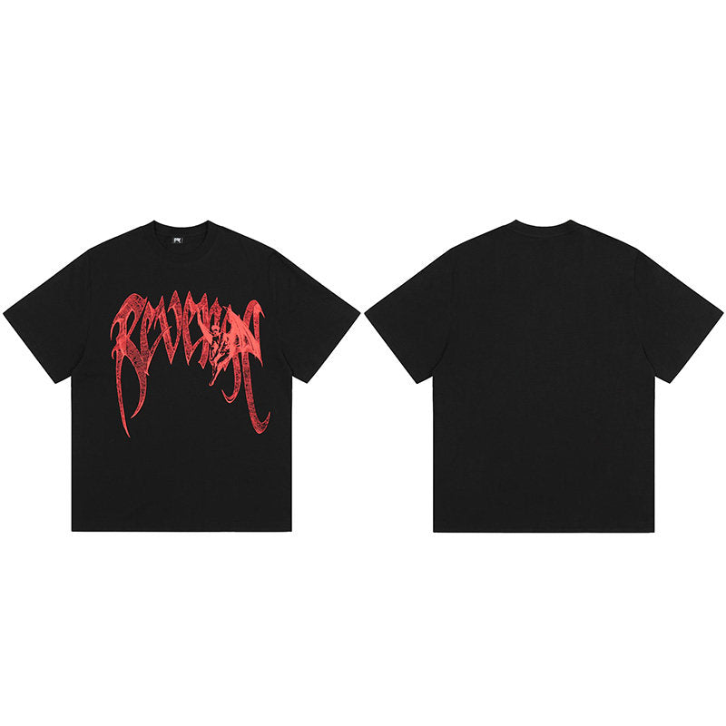REVENGE Red Graphic Logo T-Shirt – Black