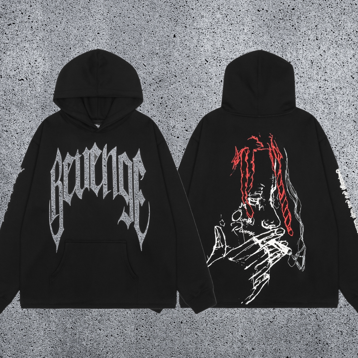 REVENGE Graphic Short-Hem Hoodie