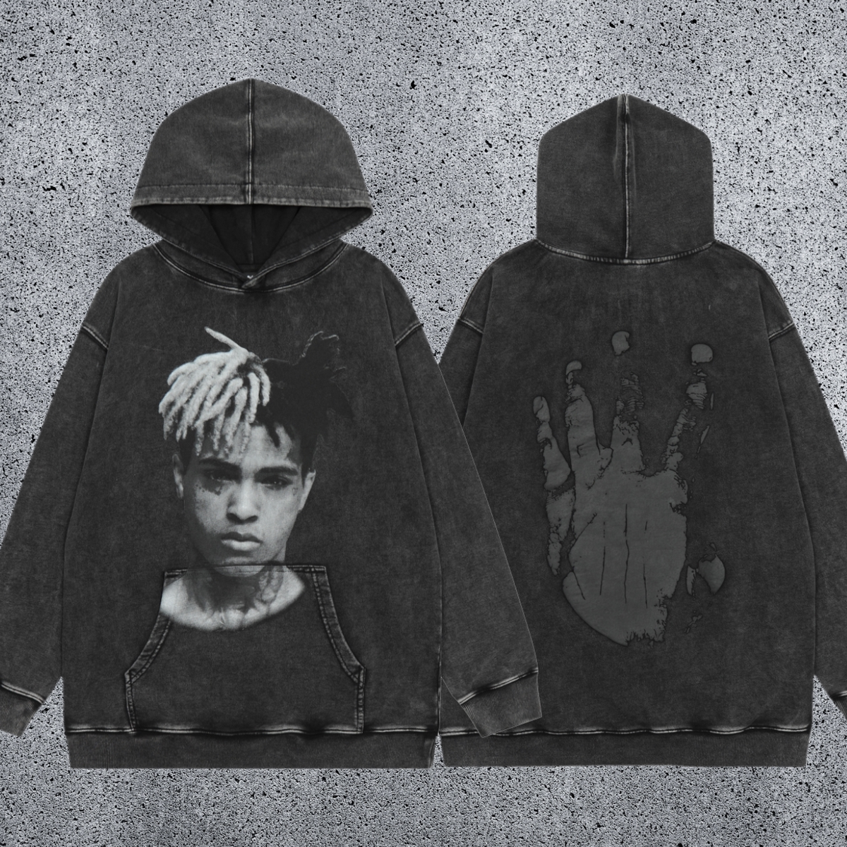 REVENGE Washed Black Graphic Hoodie