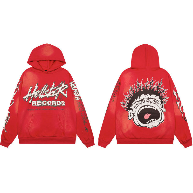 HELLSTAR Records Graphic Red Hoodie