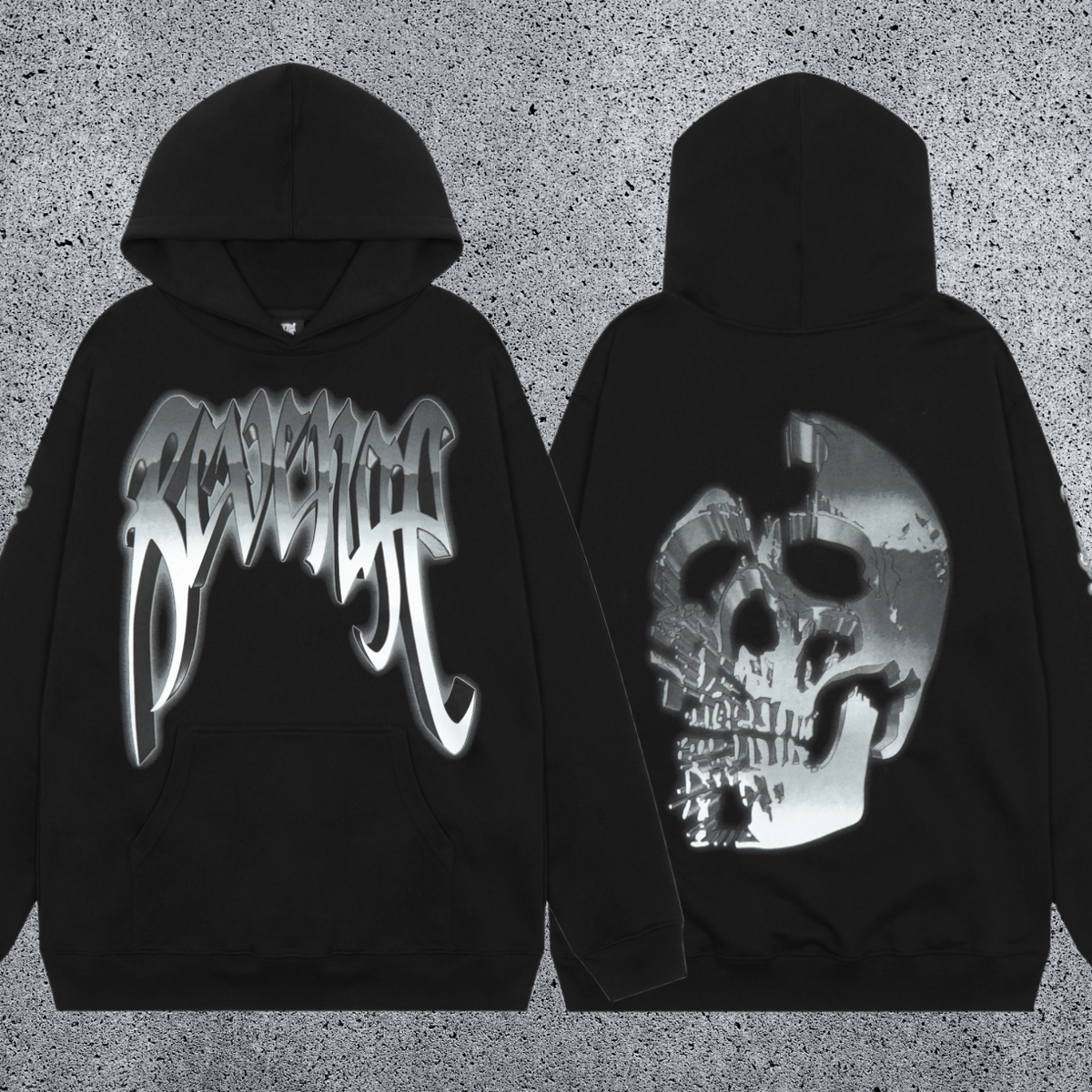 REVENGE Skull Graphic Pullover Hoodie