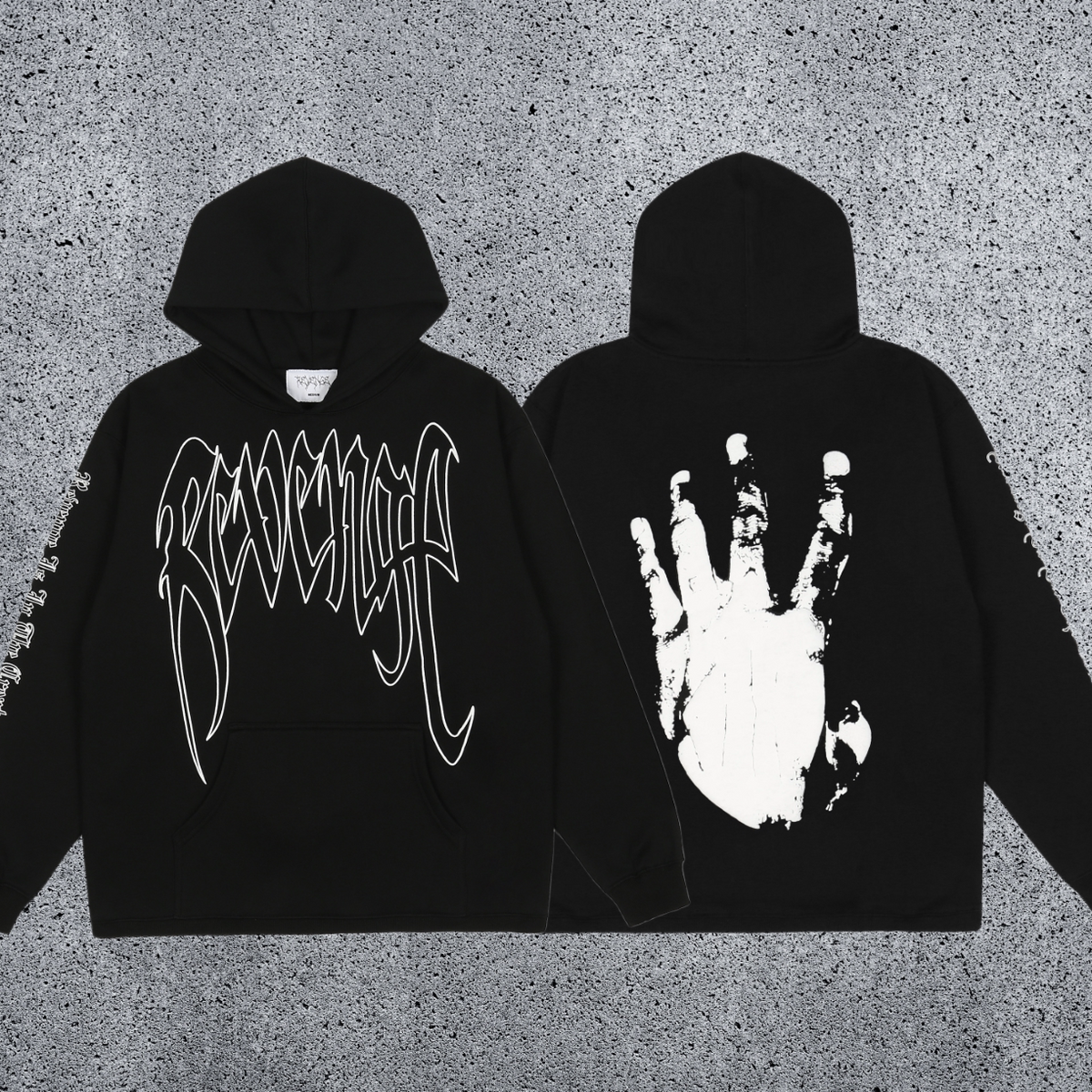 REVENGE Skeleton Hand Graphic Hoodie