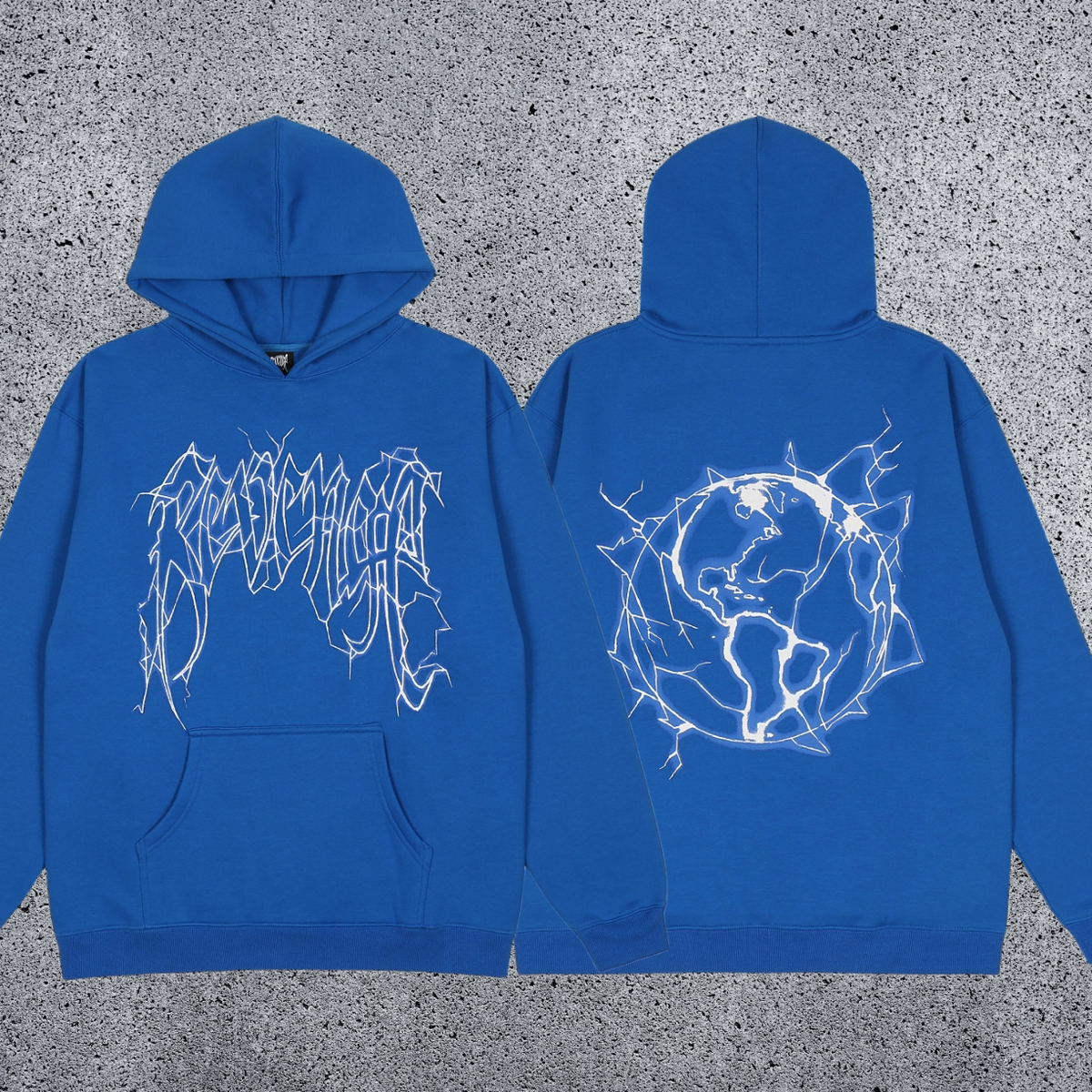 REVENGE Thorn Skull Graphic Hoodie – Blue