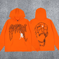 REVENGE Spider Skull Graphic Hoodie – Orange